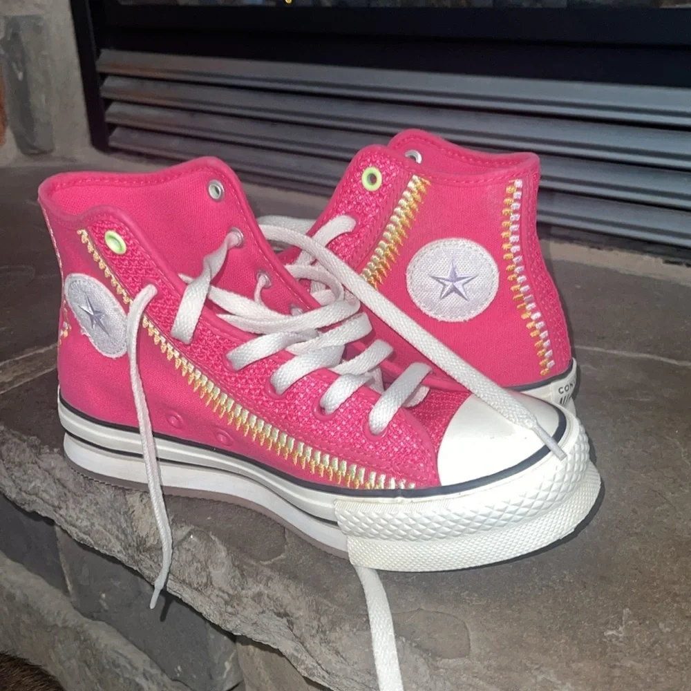 Converse Kids High-Top Sneakers in Bright Pink with White Accents